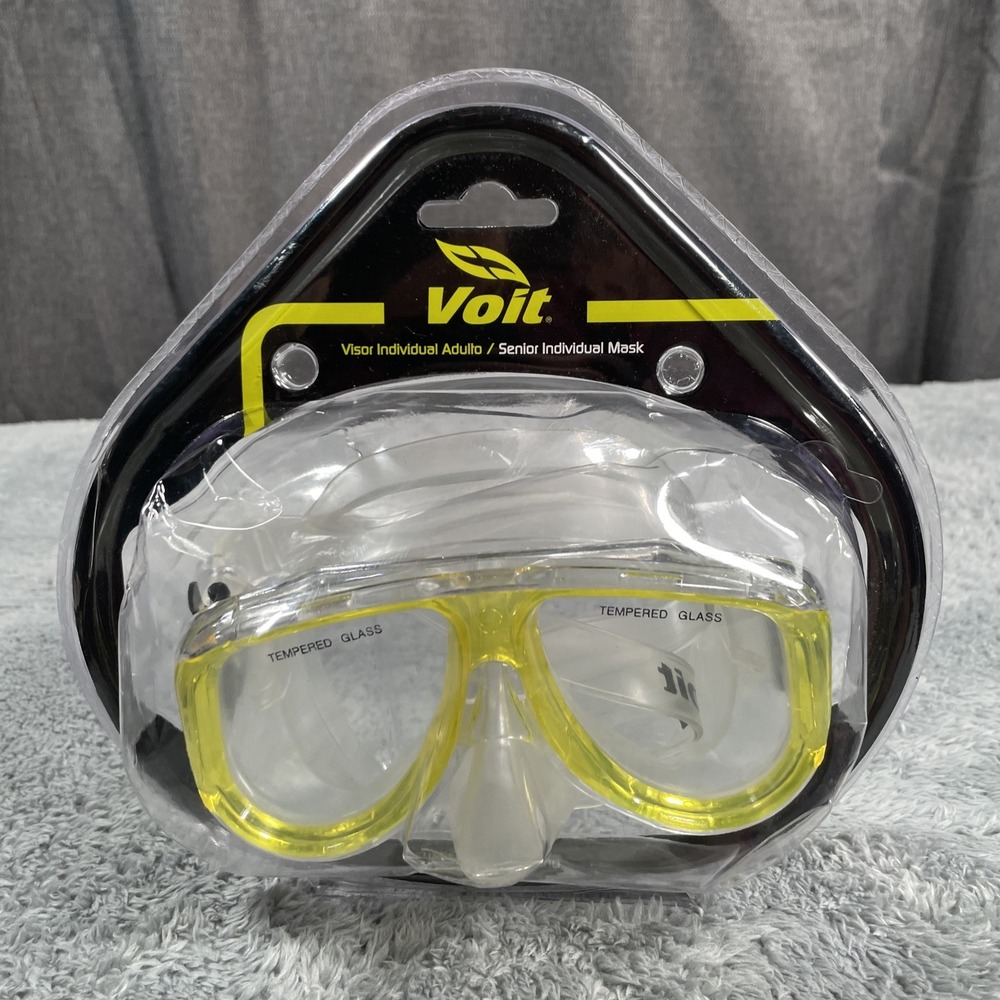 Voit Tempered Glass Lens Diving Goggles Scuba Swim Mask Yellow NEW SEALED